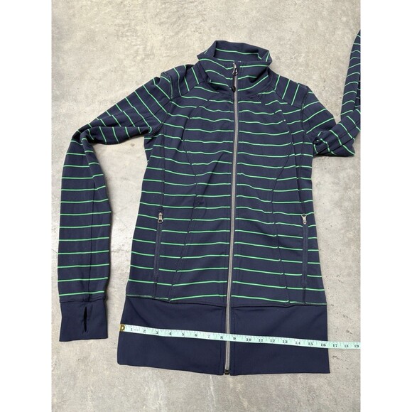 Lululemon Nice Asana Jacket. Slalom Stripe Inkwell. Navy Blue/Green.Womens.Sz 6 - Picture 5 of 16